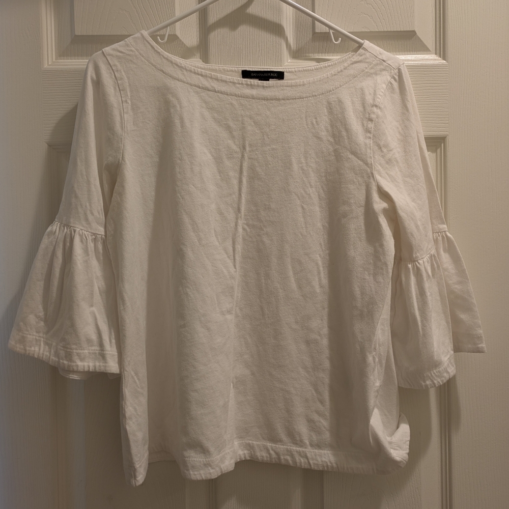 Banana Republic White Blouse with Flared Sleeves